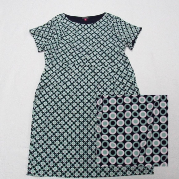 Vince Camuto Dresses & Skirts - Vince Camuto Crew Neck Navy Teal & White Dress 2X